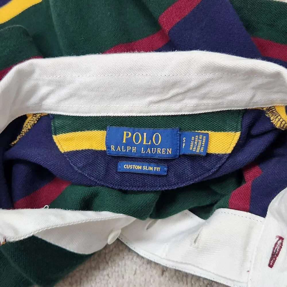 Polo Ralph Lauren Polo Rugby Shirt Mens Small Striped Polo Bear Kicking Ball